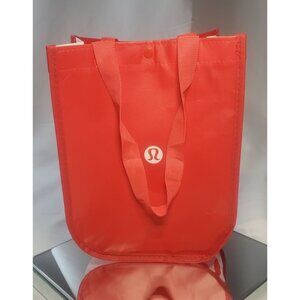 Lululemon Reusable Tote Shopping Bag Large Red White Logo Straps